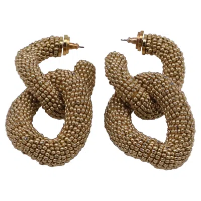 Oscar De La Renta Beaded Chain Link Earrings In Gold Brass