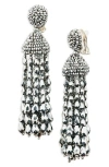 Oscar De La Renta Beaded Chandelier Clip-on Earrings In Metallic
