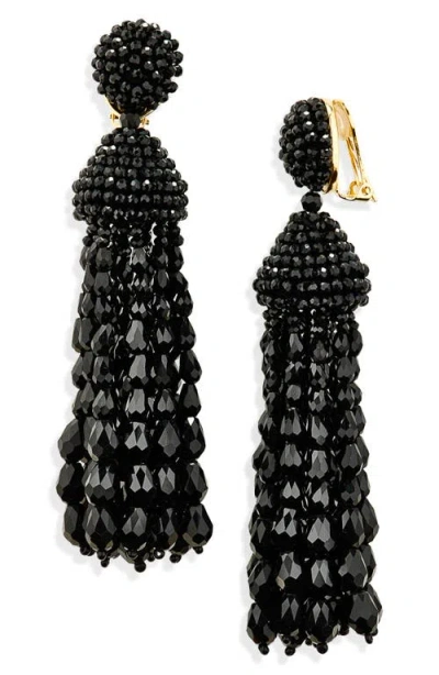 Oscar De La Renta Beaded Chandelier Clip-on Earrings In Black