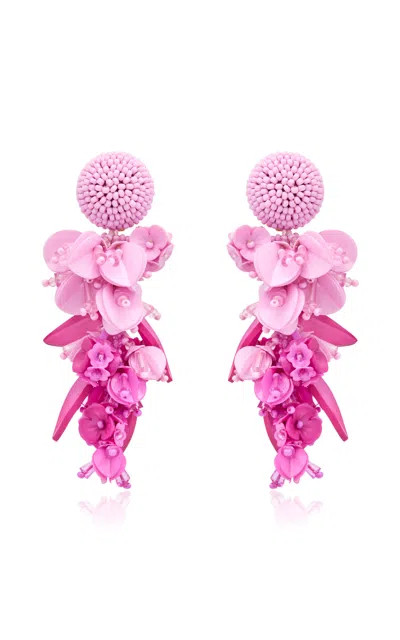 Oscar De La Renta Beaded Chandelier Earrings In Pink