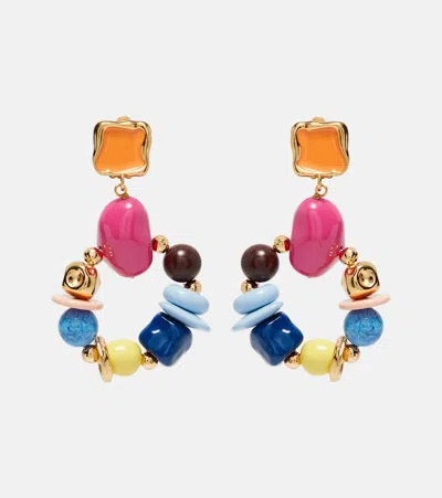 Oscar De La Renta Beaded Clip-on Earrings In Brown