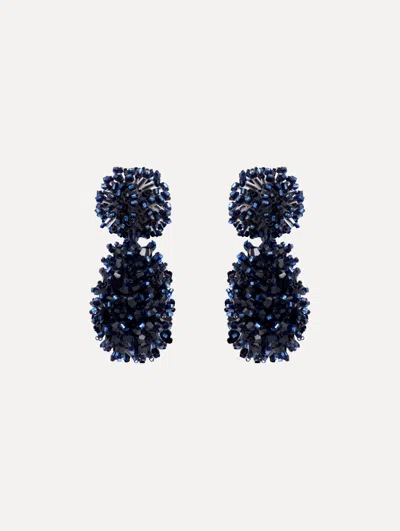 Oscar De La Renta Beaded Cluster Drop Earrings In Black