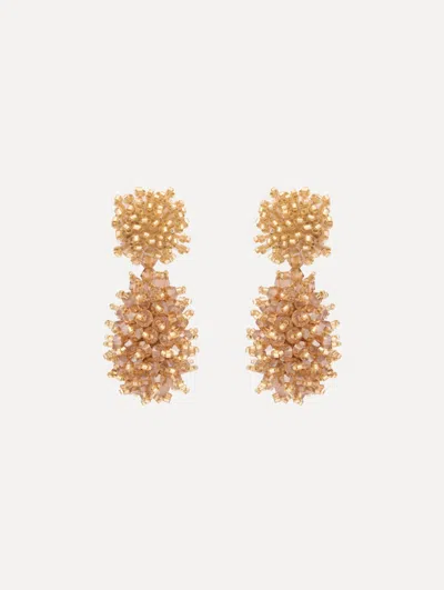 Oscar De La Renta Beaded Cluster Drop Earrings In Gold