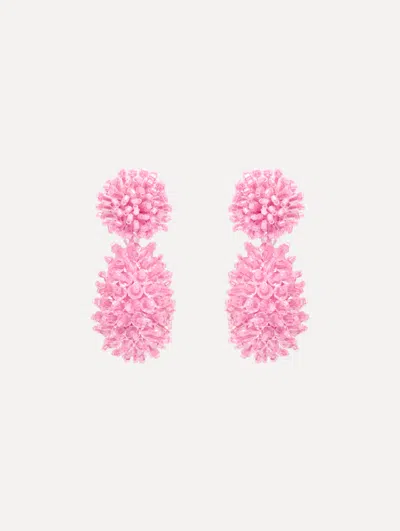 Oscar De La Renta Beaded Cluster Drop Earrings In Pink