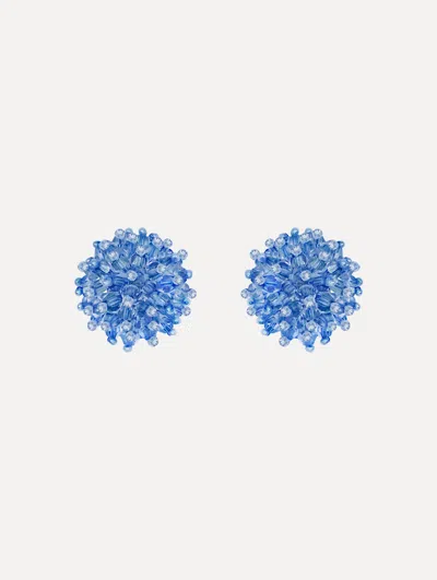 Oscar De La Renta Beaded Cluster Earrings In Blue