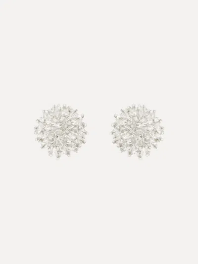 Oscar De La Renta Beaded Cluster Earrings In Silver