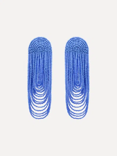 Oscar De La Renta Beaded Curtain Clip-on Earrings In Blue
