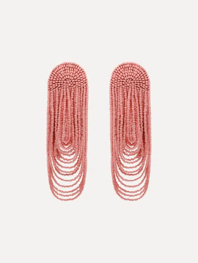 Oscar De La Renta Beaded Curtain Clip-on Earrings In Pink
