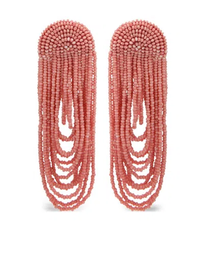 Oscar De La Renta Beaded Curtain Earrings In Pink