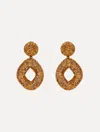 Oscar De La Renta Beaded Drop Clip-on Earrings In Gold