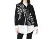 Oscar De La Renta Beaded Embroidery Open Front Wool Blazer In Black In Black