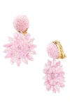 Oscar De La Renta Beaded Flower Clip-on Earrings