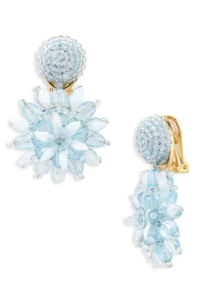 Oscar De La Renta Beaded Flower Clip-on Earrings