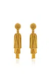 Oscar De La Renta Beaded Fringe Tassel Clip-on Earrings In Gold