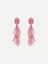Oscar De La Renta Beaded Fringe Tassel Clip-on Earrings In Gold