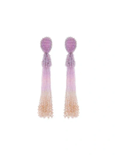 Oscar De La Renta Beaded Ombré Tassel Clip-on Earrings In Purple