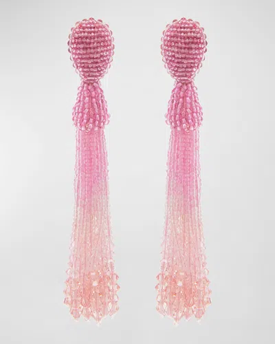 Oscar De La Renta Beaded Ombré Tassel Earrings In Pink