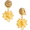 Oscar De La Renta Beaded Pompom Drop Clip-on Earrings In Gold