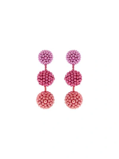 Oscar De La Renta Beaded Sphere Clip-on Earrings In Pink