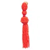 Oscar De La Renta Beaded Tassel Dangling Chandelier Clip On Earrings Pair In Red