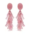 Oscar De La Renta Beaded Fringe Tassel Clip-on Earrings In Gold