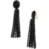 Oscar De La Renta Beaded Tassel Drop Earrings In Black