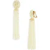Oscar De La Renta Beaded Tassel Drop Earrings In Gold
