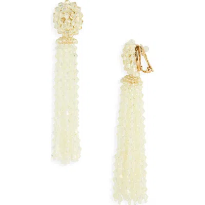 Oscar De La Renta Beaded Tassel Drop Earrings In Gold