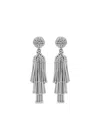 Oscar De La Renta Beaded Tiered Tassel Clip-on Earrings In Silver