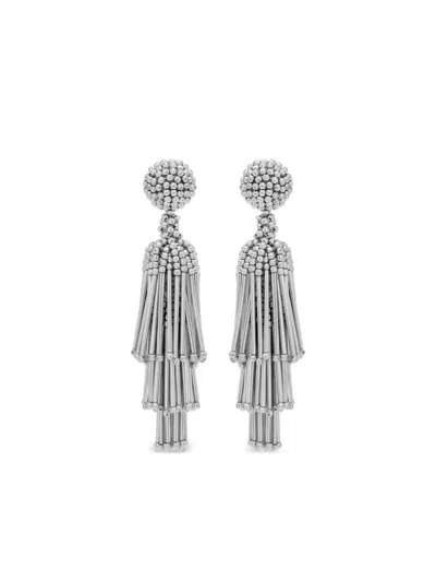 Oscar De La Renta Beaded Tassel Earrings In Metallic