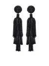 Oscar De La Renta Beaded Tassel Earrings In Black