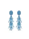 Oscar De La Renta Beaded Tassel Earrings In Blue