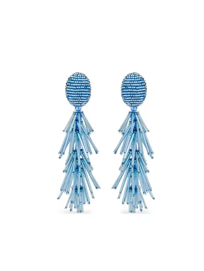 Oscar De La Renta Beaded Tassel Earrings In Blue