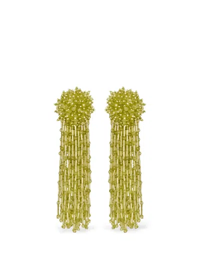 Oscar De La Renta Beaded Tassel Earrings In Green