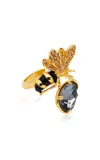 Oscar De La Renta Bee Crystal Ring In Gold