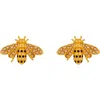 Oscar De La Renta Bee Stud Earirngs In Brown