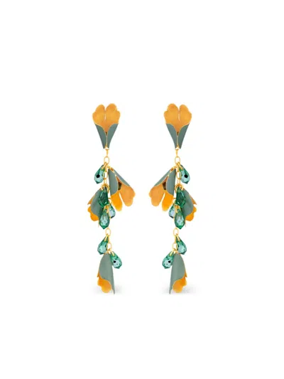 Oscar De La Renta Bellflower Drop Earrings In Green
