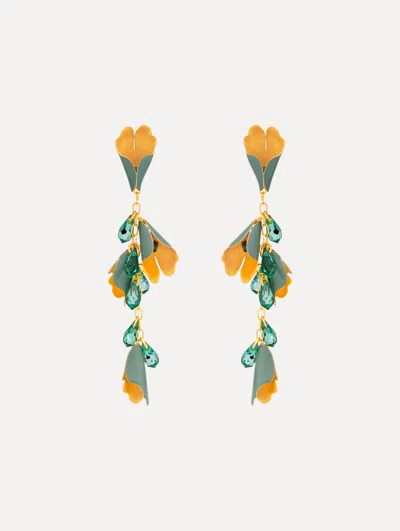 Oscar De La Renta Bellflower Drop Earrings In Green