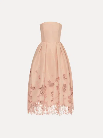 Oscar De La Renta Bellflower Guipure Cocktail Dress In Pink