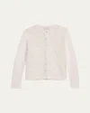 Oscar De La Renta Bellflower Guipure Inset Crewneck Cardigan In White