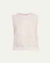 Oscar De La Renta Bellflower Guipure Inset Knit Tank Top In White