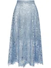 Oscar De La Renta Bellflower Guipure Midirock In Blau