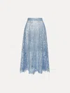 Oscar De La Renta Bellflower Guipure Midirock In Blue