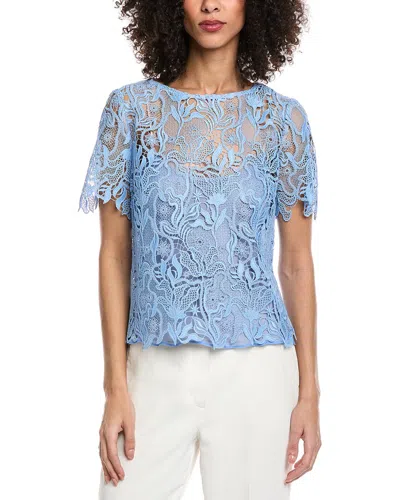 Oscar De La Renta Bellflower Silk-lined Top In Blue