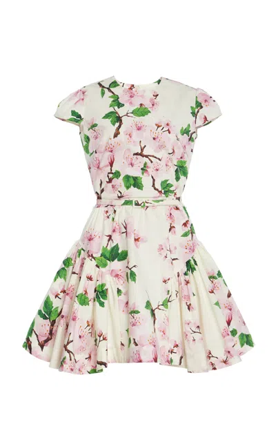 Oscar De La Renta Belted Cotton Poplin Mini Dress In Off-white