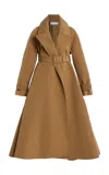 Oscar De La Renta Belted Faille Opera Coat In Brown