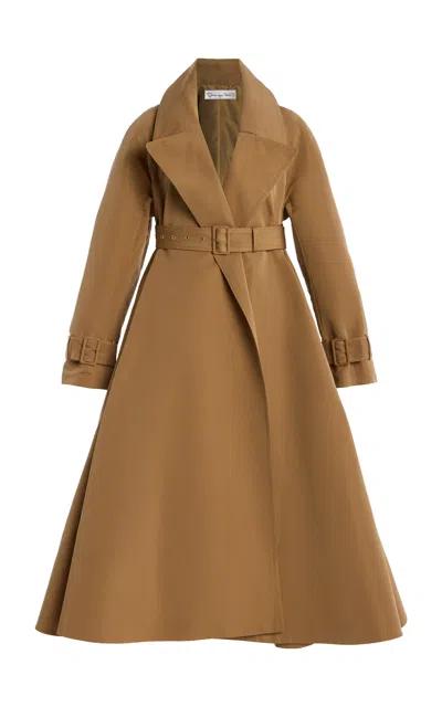 Oscar De La Renta Belted Faille Opera Coat In Brown