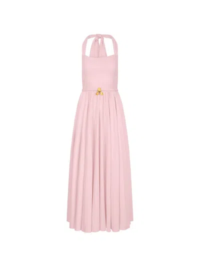 Oscar De La Renta Belted Halterneck Dress In Pink