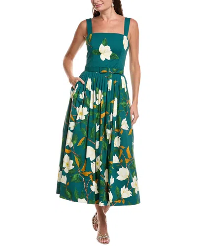 Oscar De La Renta Belted Midi Dress In Green
