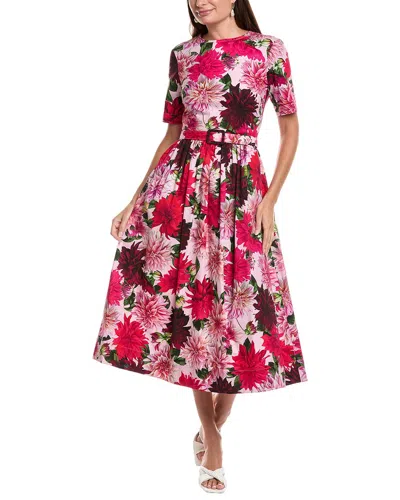 Oscar De La Renta Belted Midi Dress In Pink